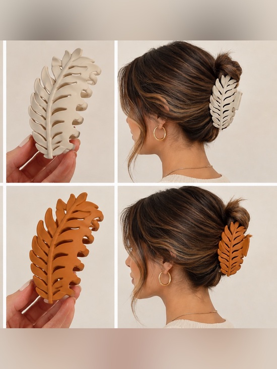Accessories - Goody -NWT Feather Claw Hair Clip Set | Brown & Cream